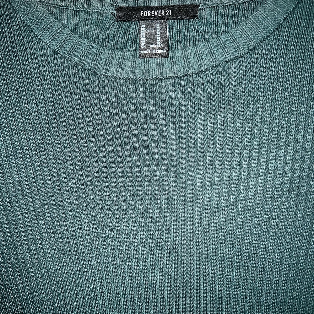 Dark Teal Ribbed Long Sleeve Bodycon Dress